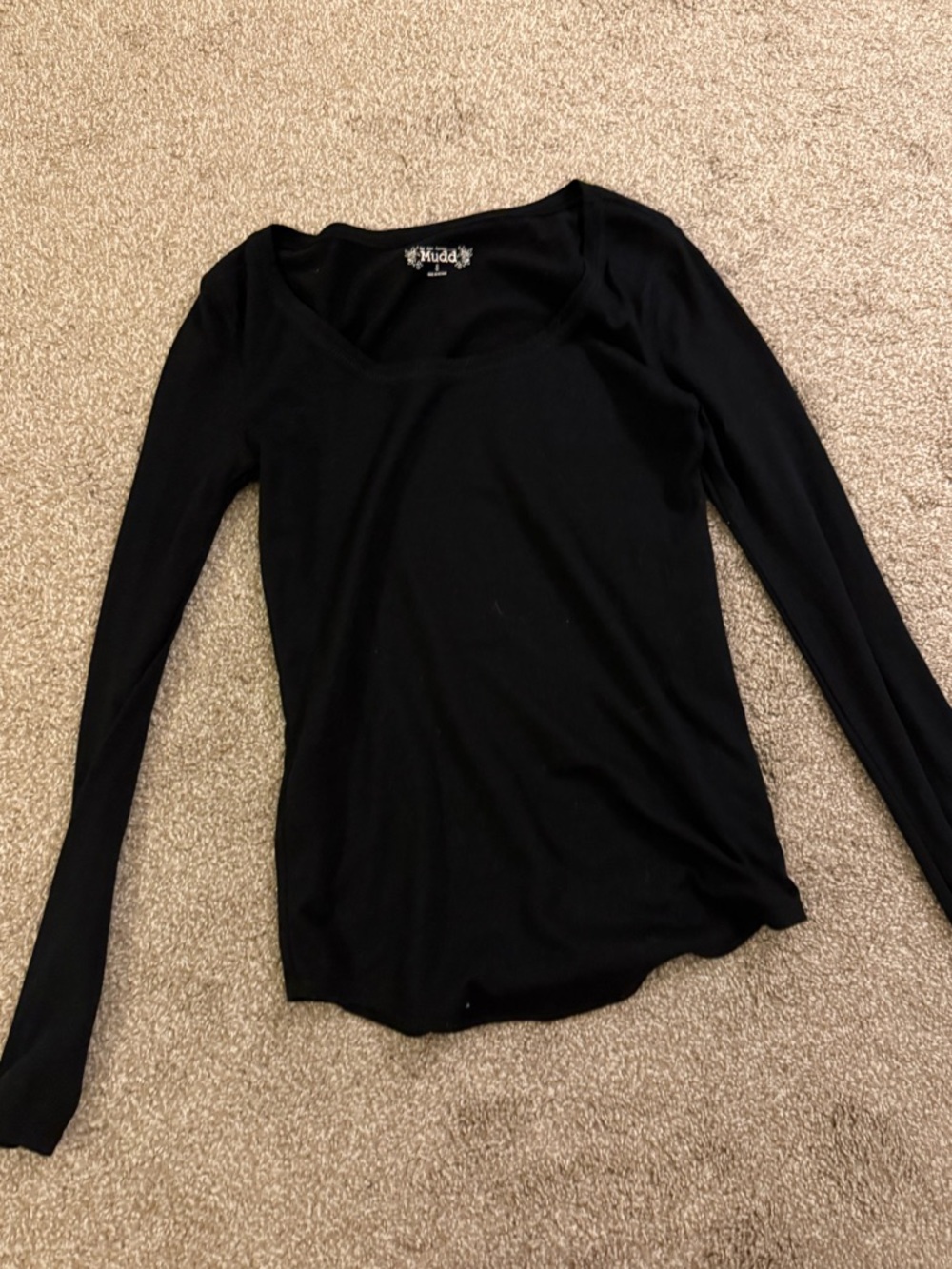 Mudd Black Long-Sleeve Scoop Neck Top
